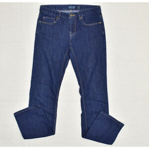 Patagonia Women Straight Jeans Zip Solid Cotton Blend Blue Size 27
